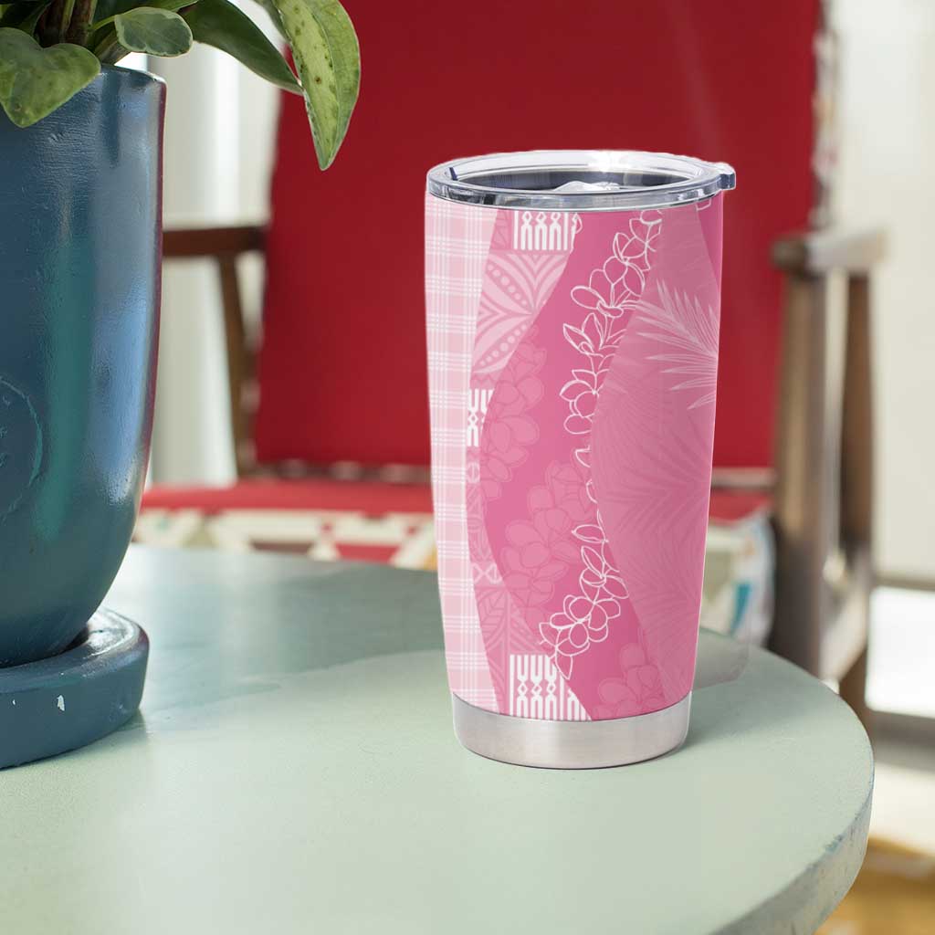 Polynesian Tribal Pattern Patchwork Picturesque Tumbler Cup Rose Pink