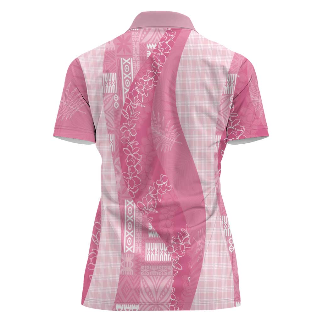 Polynesian Tribal Pattern Patchwork Picturesque Women Polo Shirt Rose Pink
