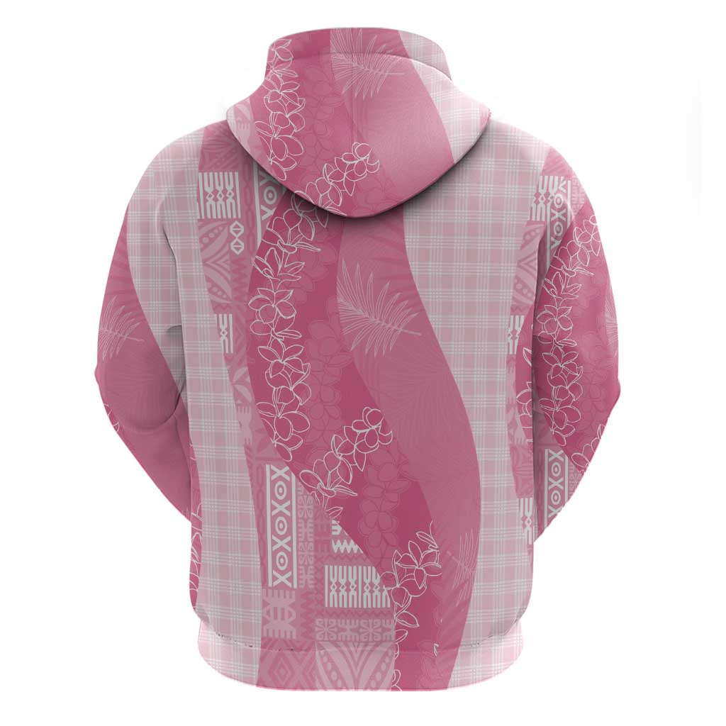 Polynesian Tribal Pattern Patchwork Picturesque Zip Hoodie Rose Pink