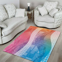 Polynesian Tribal Pattern Patchwork Picturesque Area Rug Holographic