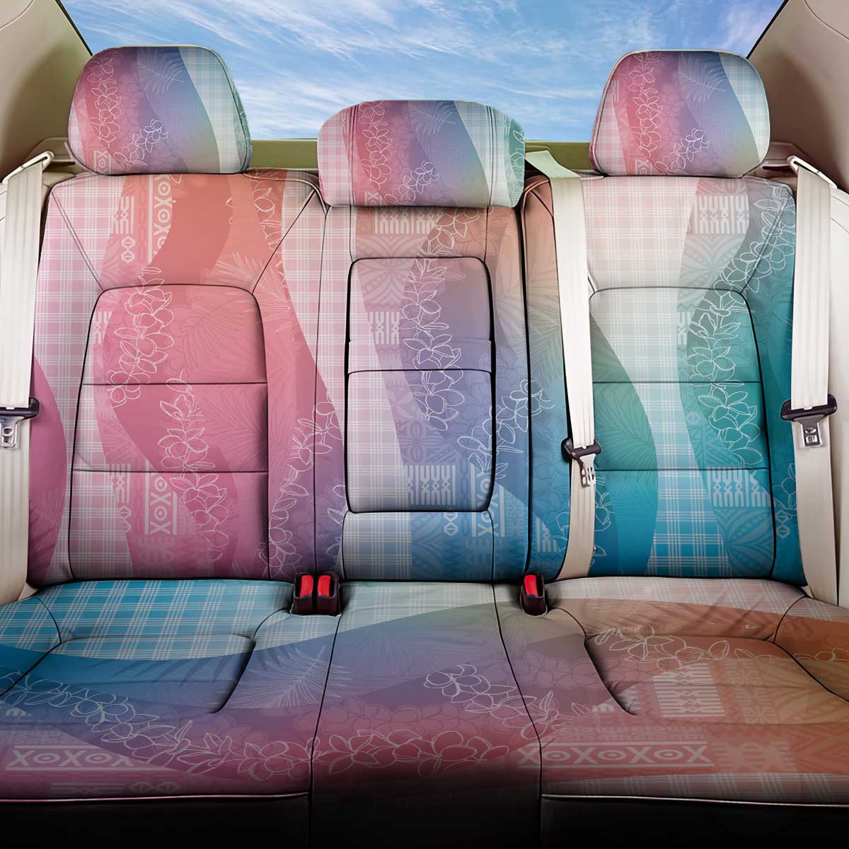Polynesian Tribal Pattern Patchwork Picturesque Back Car Seat Cover Holographic