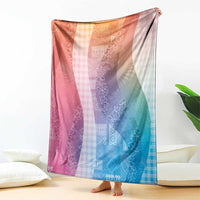 Polynesian Tribal Pattern Patchwork Picturesque Blanket Holographic