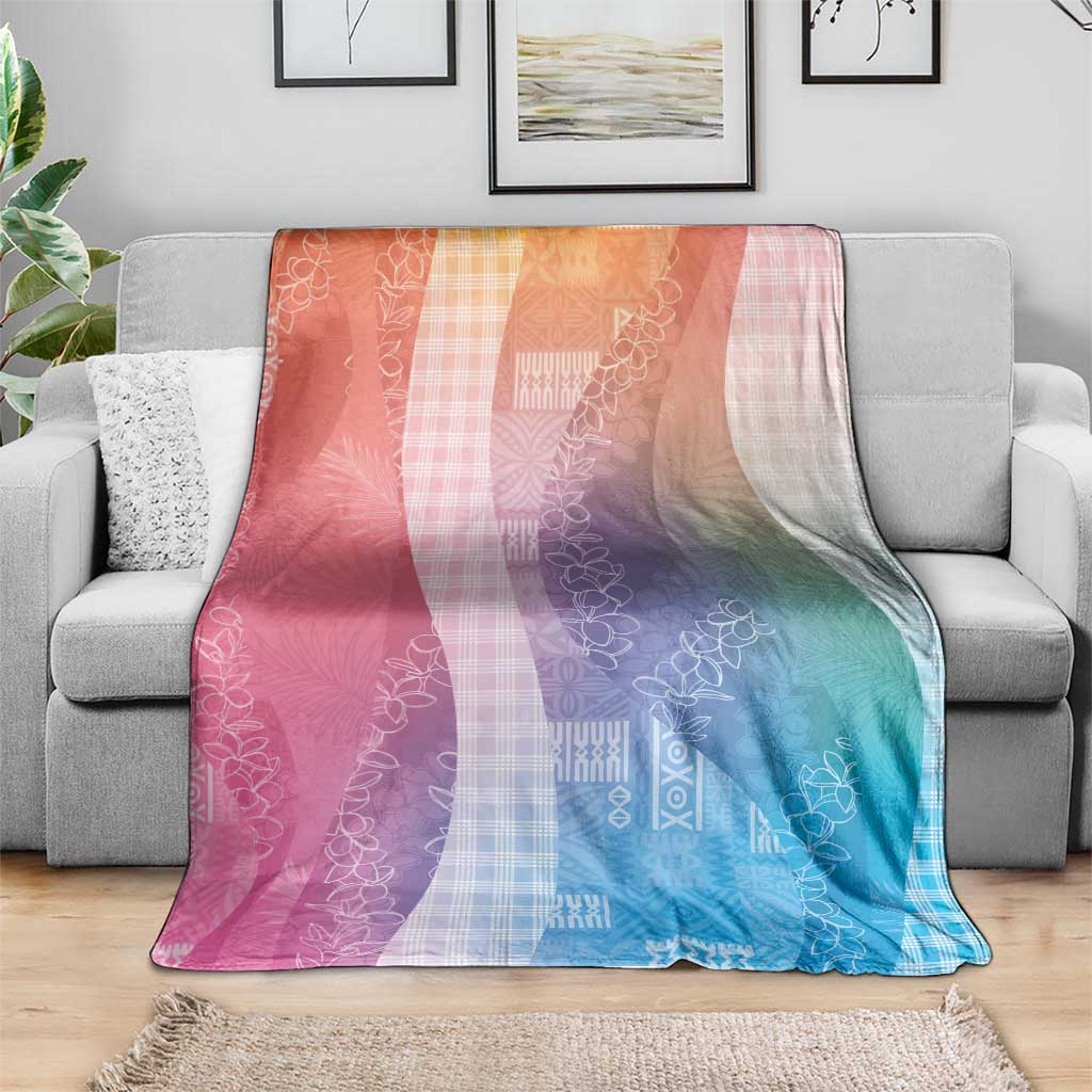 Polynesian Tribal Pattern Patchwork Picturesque Blanket Holographic