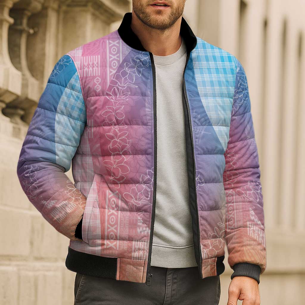 Polynesian Tribal Pattern Patchwork Picturesque Bomber Puffer Jacket Holographic
