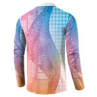 Polynesian Tribal Pattern Patchwork Picturesque Button Sweatshirt Holographic