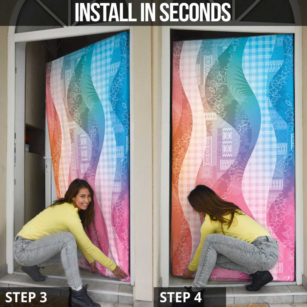 Polynesian Tribal Pattern Patchwork Picturesque Door Cover Holographic