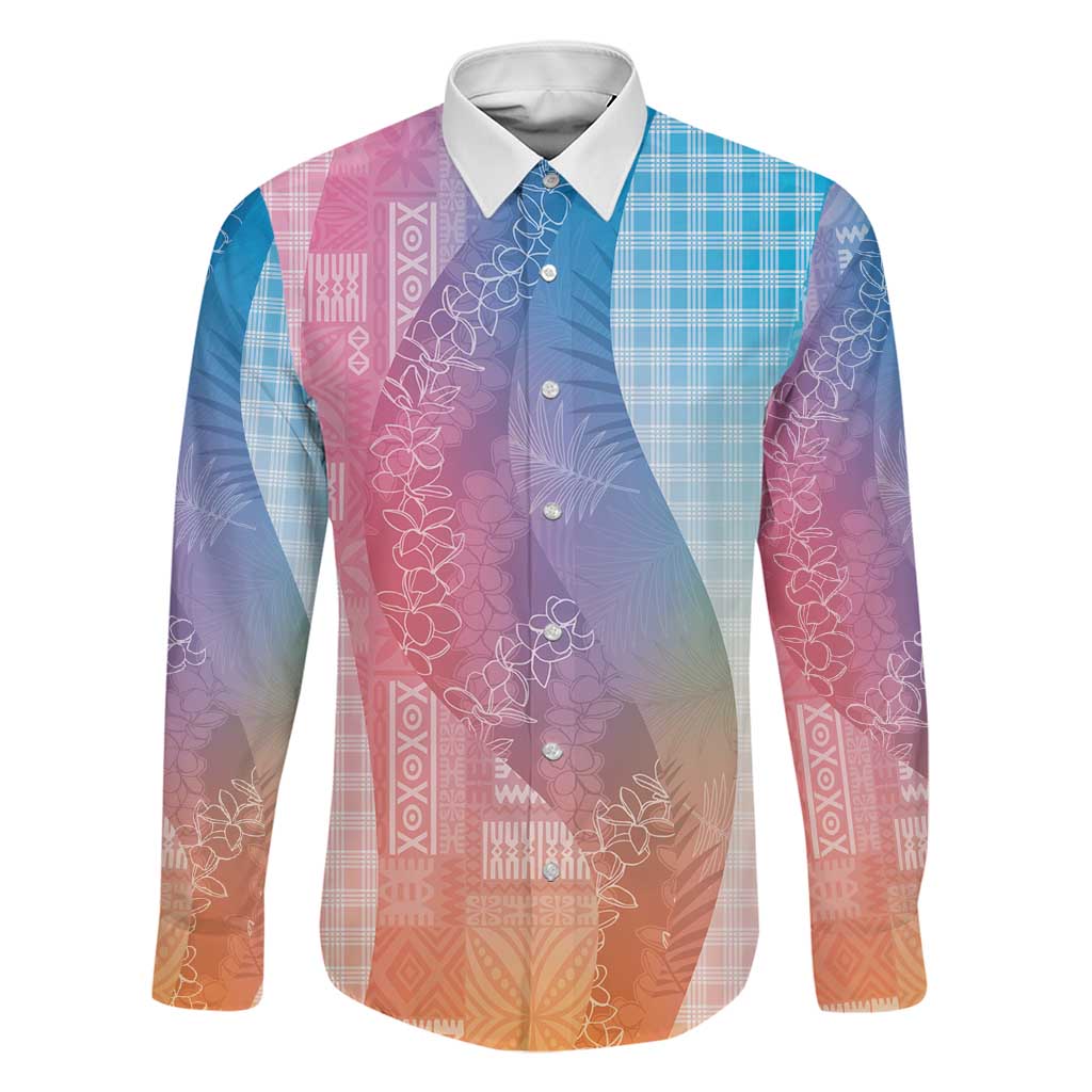 Polynesian Tribal Pattern Patchwork Picturesque Family Matching Long Sleeve Bodycon Dress and Hawaiian Shirt Holographic