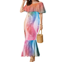 Polynesian Tribal Pattern Patchwork Picturesque Family Matching Mermaid Dress and Hawaiian Shirt Holographic