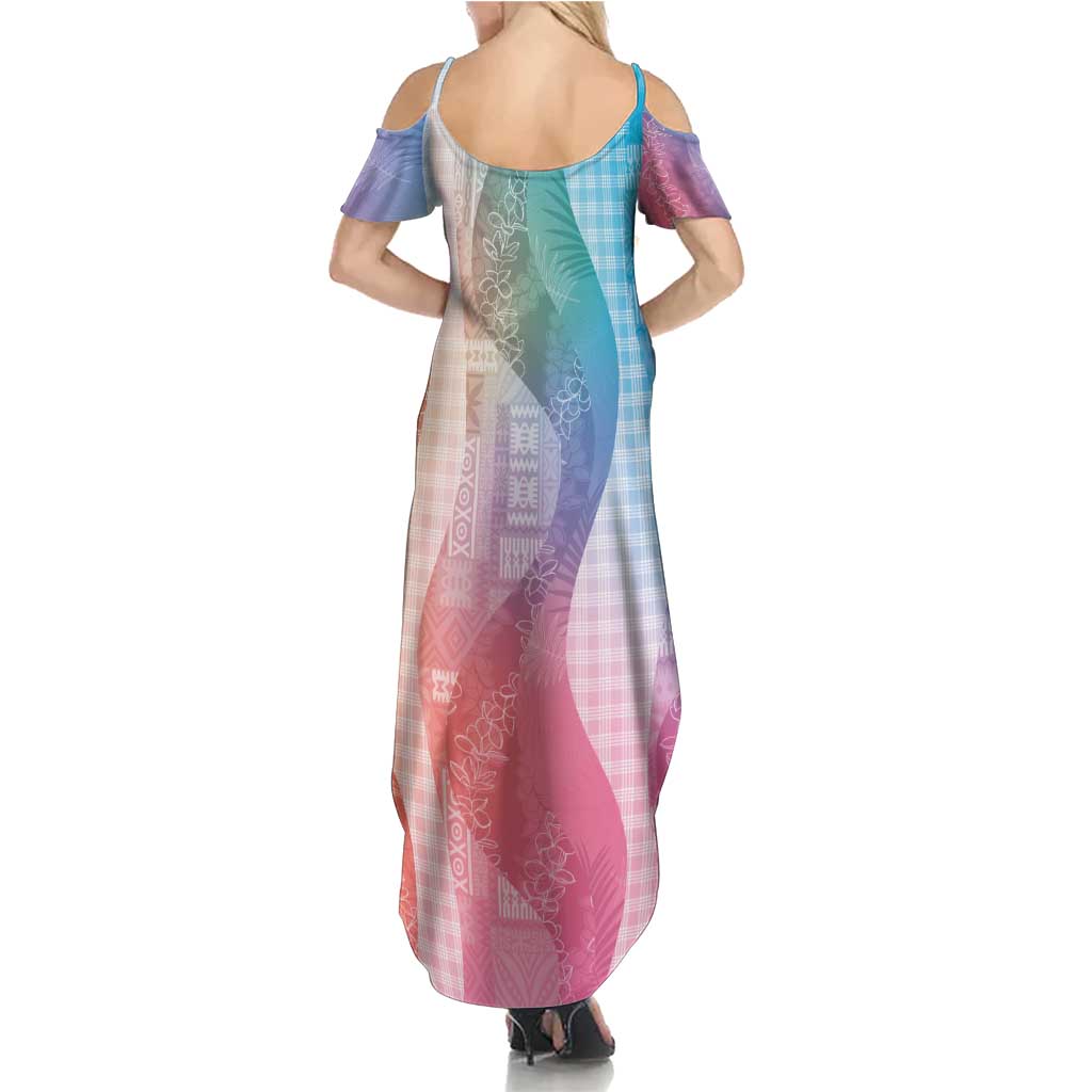 Polynesian Tribal Pattern Patchwork Picturesque Family Matching Summer Maxi Dress and Hawaiian Shirt Holographic