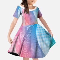 Polynesian Tribal Pattern Patchwork Picturesque Family Matching Tank Maxi Dress and Hawaiian Shirt Holographic