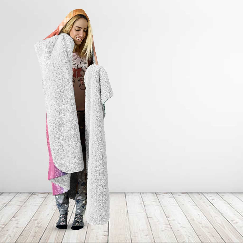 Polynesian Tribal Pattern Patchwork Picturesque Hooded Blanket Holographic