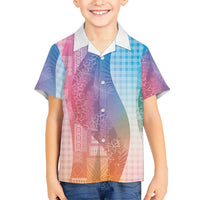 Polynesian Tribal Pattern Patchwork Picturesque Kid Hawaiian Shirt Holographic