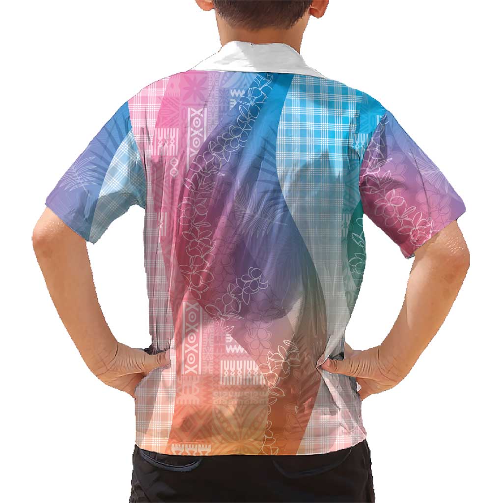 Polynesian Tribal Pattern Patchwork Picturesque Kid Hawaiian Shirt Holographic