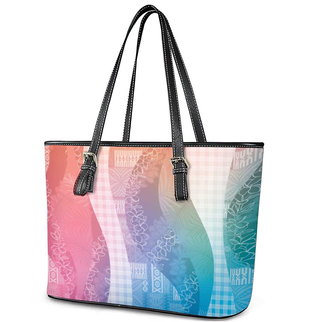 Polynesian Tribal Pattern Patchwork Picturesque Leather Tote Bag Holographic