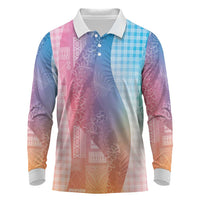 Polynesian Tribal Pattern Patchwork Picturesque Long Sleeve Polo Shirt Holographic