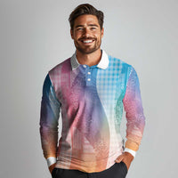 Polynesian Tribal Pattern Patchwork Picturesque Long Sleeve Polo Shirt Holographic