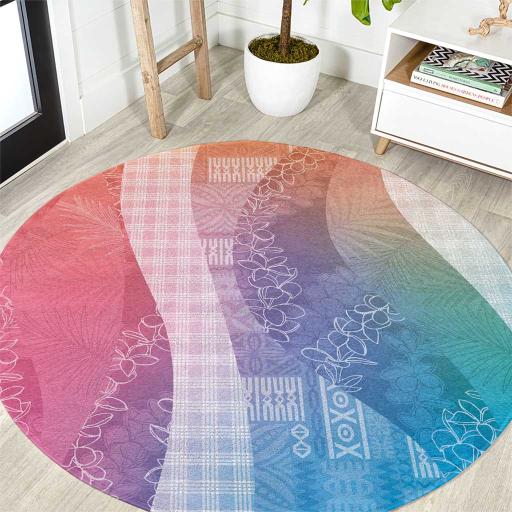 Polynesian Tribal Pattern Patchwork Picturesque Round Carpet Holographic LT7 Holographic - Polynesian Pride