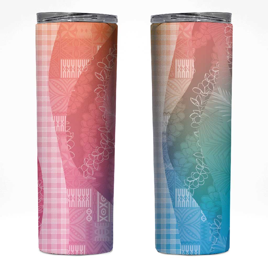 Polynesian Tribal Pattern Patchwork Picturesque Skinny Tumbler Holographic