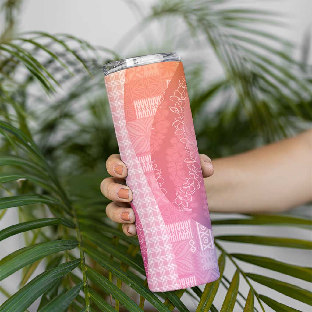 Polynesian Tribal Pattern Patchwork Picturesque Skinny Tumbler Holographic