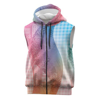 Polynesian Tribal Pattern Patchwork Picturesque Sleeveless Zip Hoodie Holographic