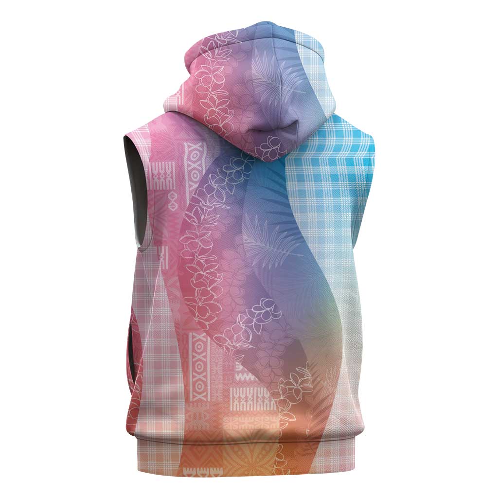 Polynesian Tribal Pattern Patchwork Picturesque Sleeveless Zip Hoodie Holographic