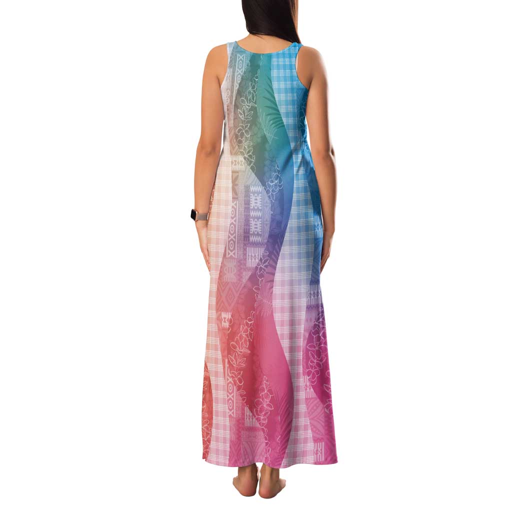 Polynesian Tribal Pattern Patchwork Picturesque Tank Maxi Dress Holographic