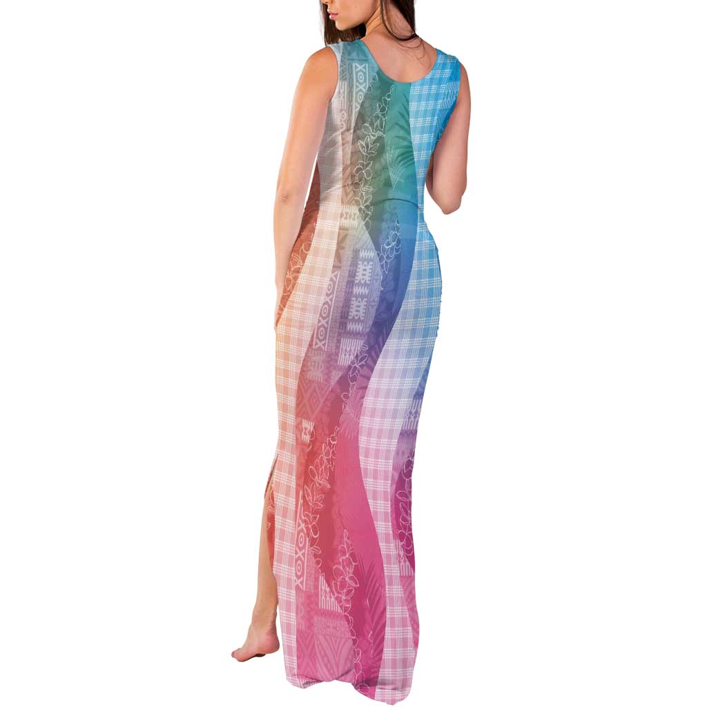 Polynesian Tribal Pattern Patchwork Picturesque Tank Maxi Dress Holographic