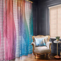 Polynesian Tribal Pattern Patchwork Picturesque Window Curtain Holographic