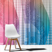 Polynesian Tribal Pattern Patchwork Picturesque Window Curtain Holographic
