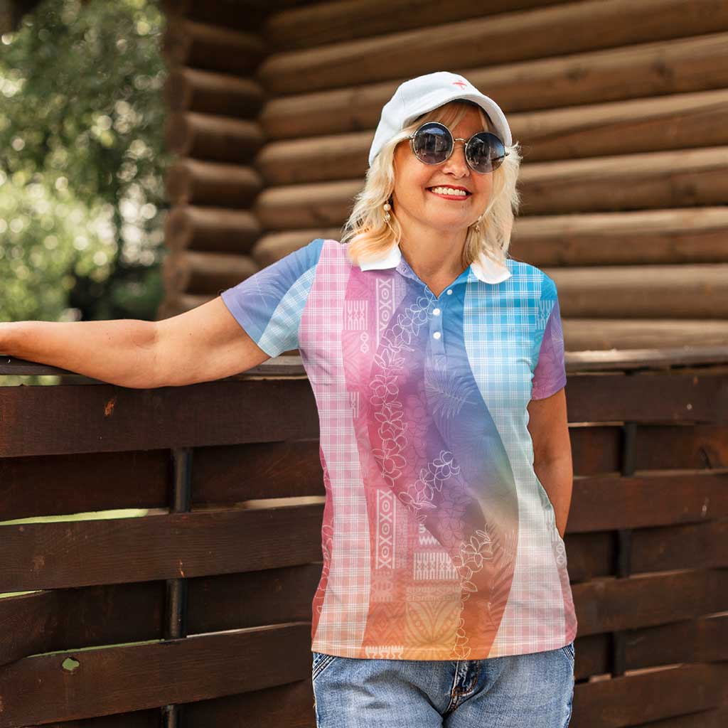 Polynesian Tribal Pattern Patchwork Picturesque Women Polo Shirt Holographic