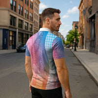 Polynesian Tribal Pattern Patchwork Picturesque Zipper Polo Shirt Holographic