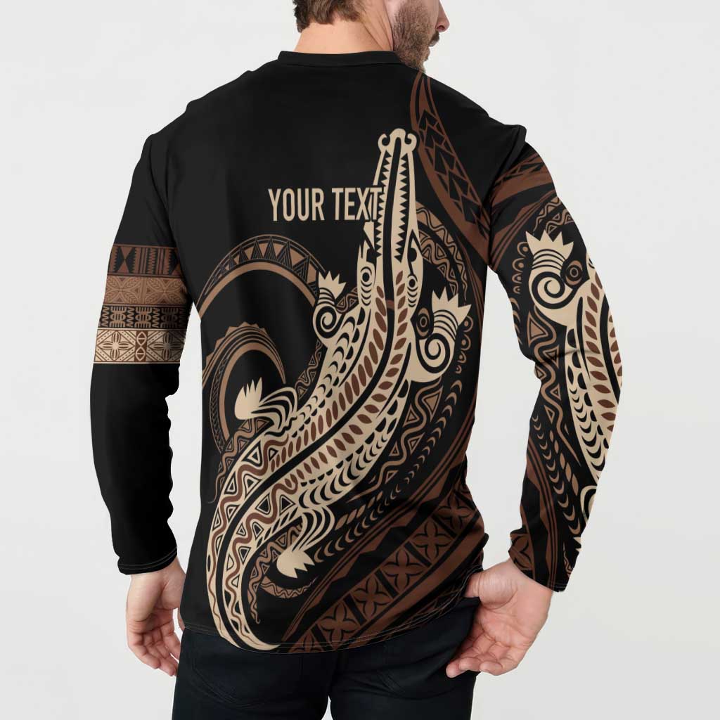 Personalized Solomon Islands Crocodile Button Sweatshirt Hapi Isles - Independence Anniversary