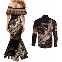 Personalized Solomon Islands Crocodile Couples Matching Mermaid Dress and Long Sleeve Button Shirt Hapi Isles - Independence Anniversary