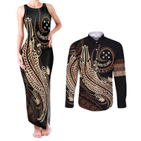 Personalized Solomon Islands Crocodile Couples Matching Tank Maxi Dress and Long Sleeve Button Shirt Hapi Isles - Independence Anniversary