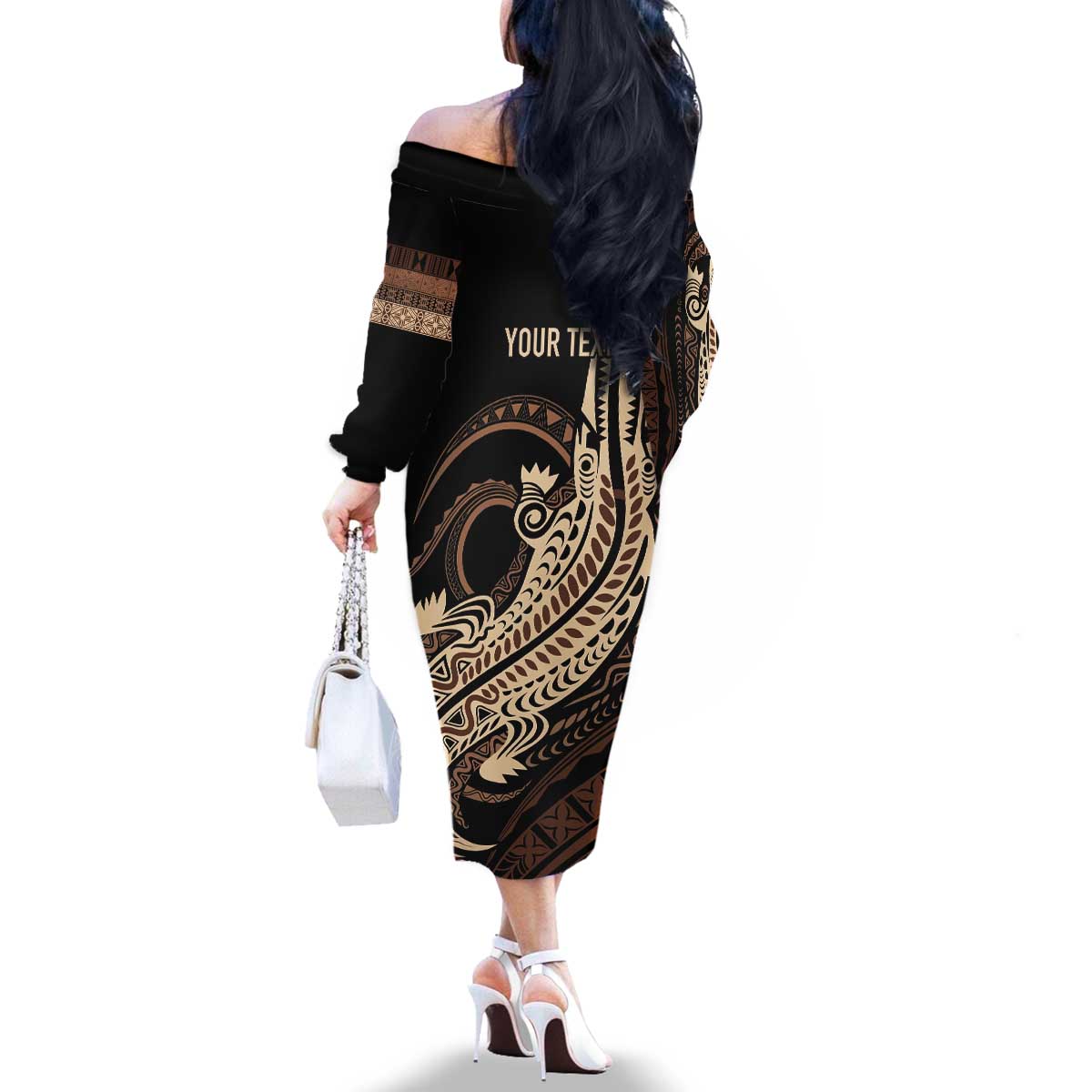 Personalized Solomon Islands Crocodile Family Matching Off The Shoulder Long Sleeve Dress and Hawaiian Shirt Hapi Isles - Independence Anniversary
