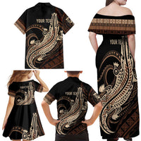 Personalized Solomon Islands Crocodile Family Matching Off Shoulder Maxi Dress and Hawaiian Shirt Hapi Isles - Independence Anniversary