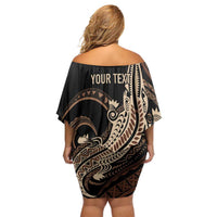 Personalized Solomon Islands Crocodile Family Matching Off Shoulder Short Dress and Hawaiian Shirt Hapi Isles - Independence Anniversary