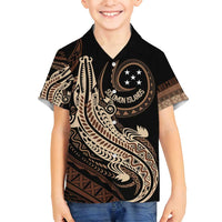 Personalized Solomon Islands Crocodile Family Matching Off Shoulder Short Dress and Hawaiian Shirt Hapi Isles - Independence Anniversary