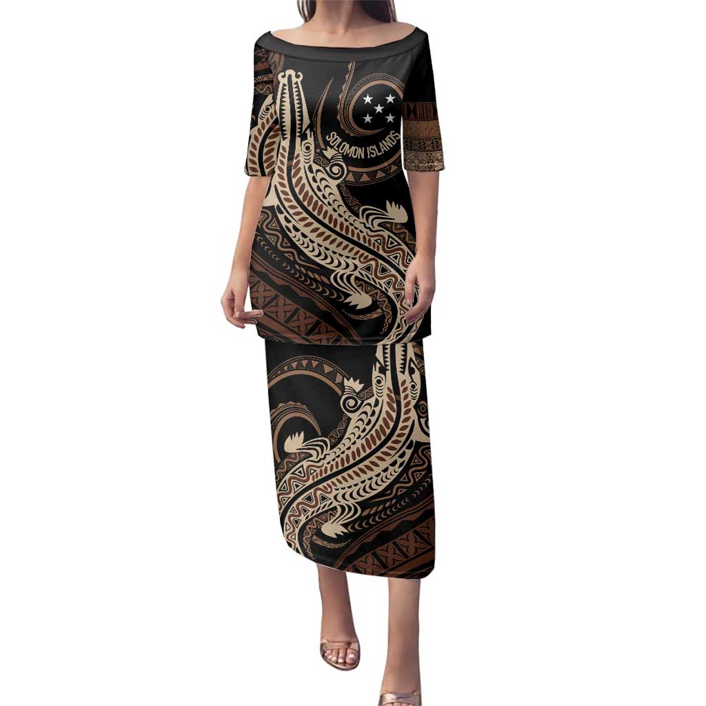 Personalized Solomon Islands Crocodile Family Matching Puletasi and Hawaiian Shirt Hapi Isles - Independence Anniversary