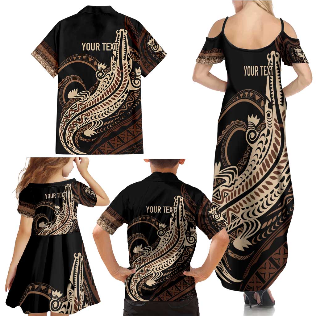 Personalized Solomon Islands Crocodile Family Matching Summer Maxi Dress and Hawaiian Shirt Hapi Isles - Independence Anniversary