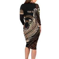 Personalized Solomon Islands Crocodile Long Sleeve Bodycon Dress Hapi Isles - Independence Anniversary