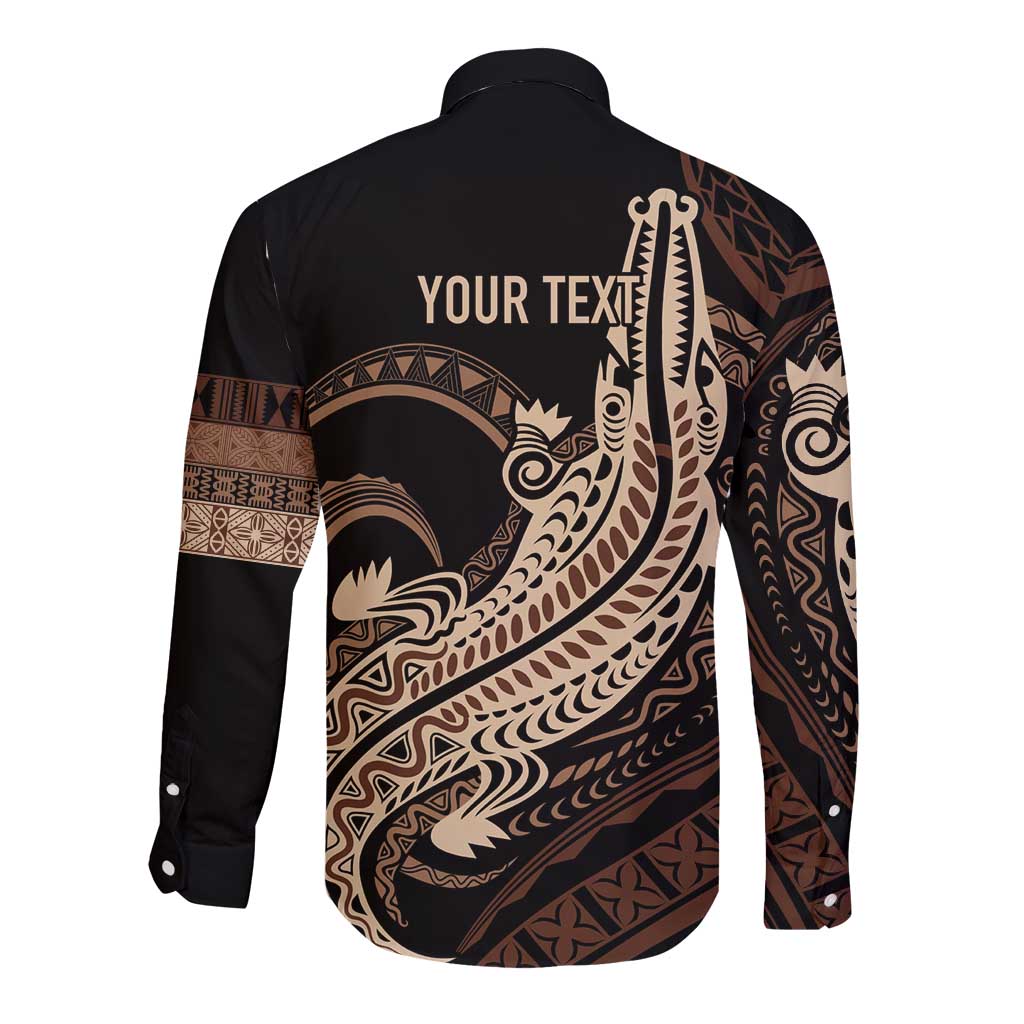 Personalized Solomon Islands Crocodile Long Sleeve Button Shirt Hapi Isles - Independence Anniversary