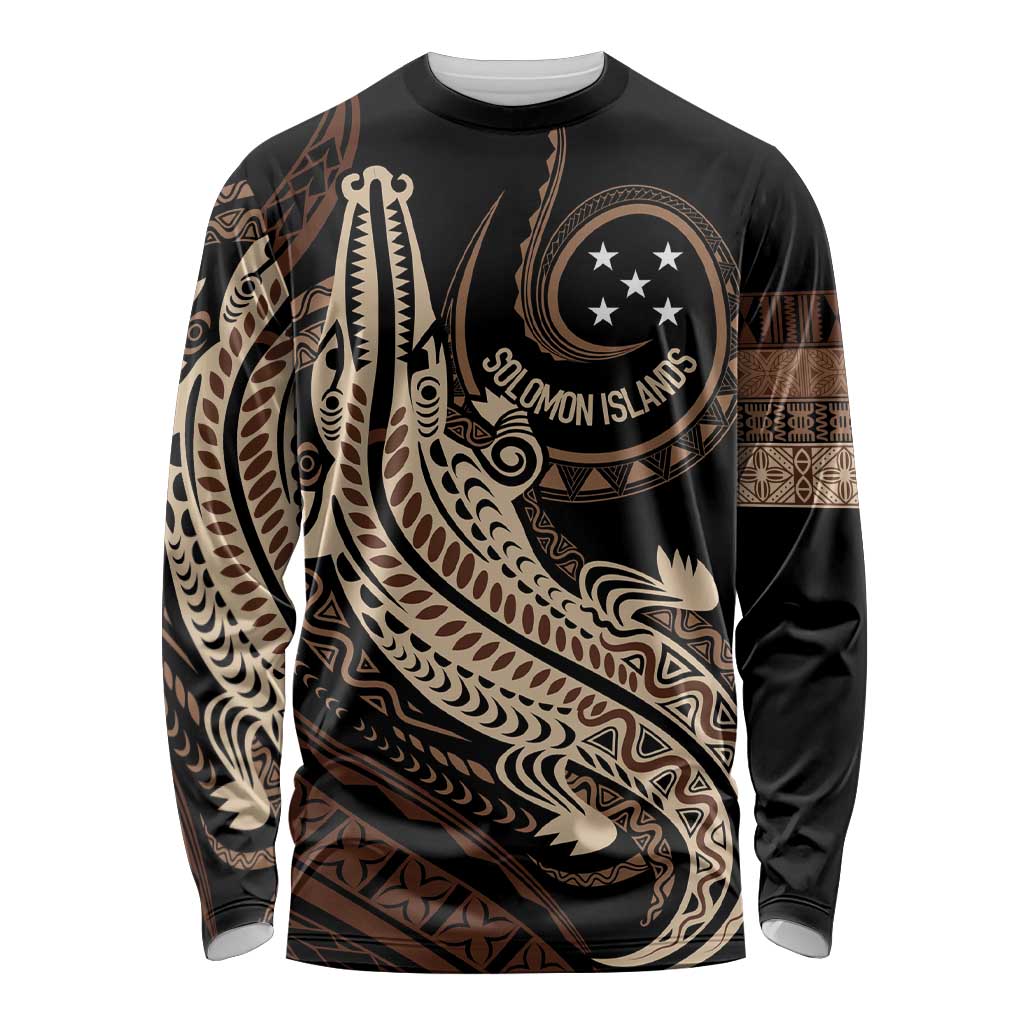 Personalized Solomon Islands Crocodile Long Sleeve Shirt Hapi Isles - Independence Anniversary