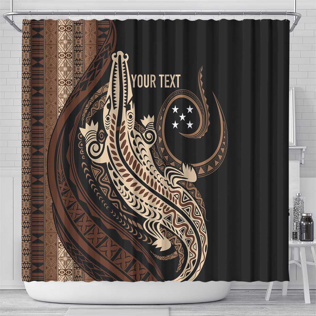 Personalized Solomon Islands Crocodile Shower Curtain Hapi Isles - Independence Anniversary
