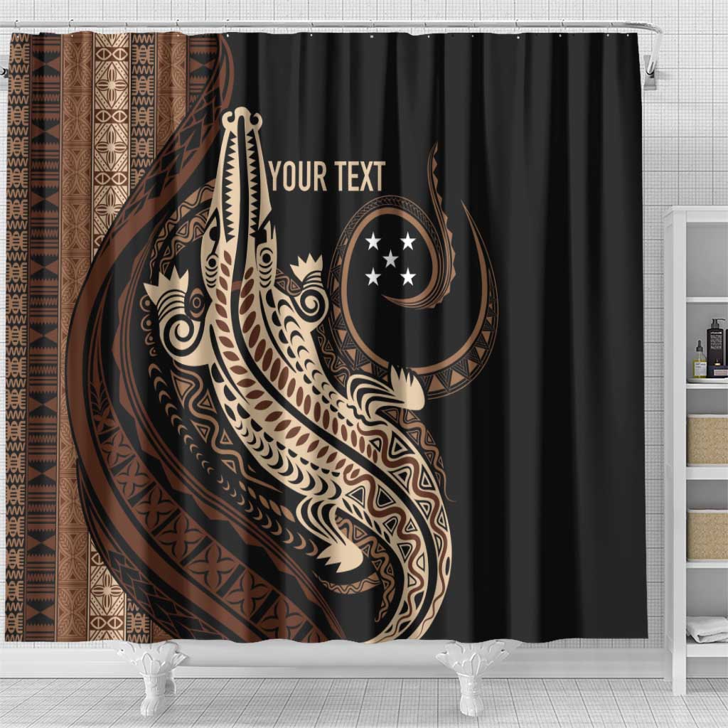 Personalized Solomon Islands Crocodile Shower Curtain Hapi Isles - Independence Anniversary