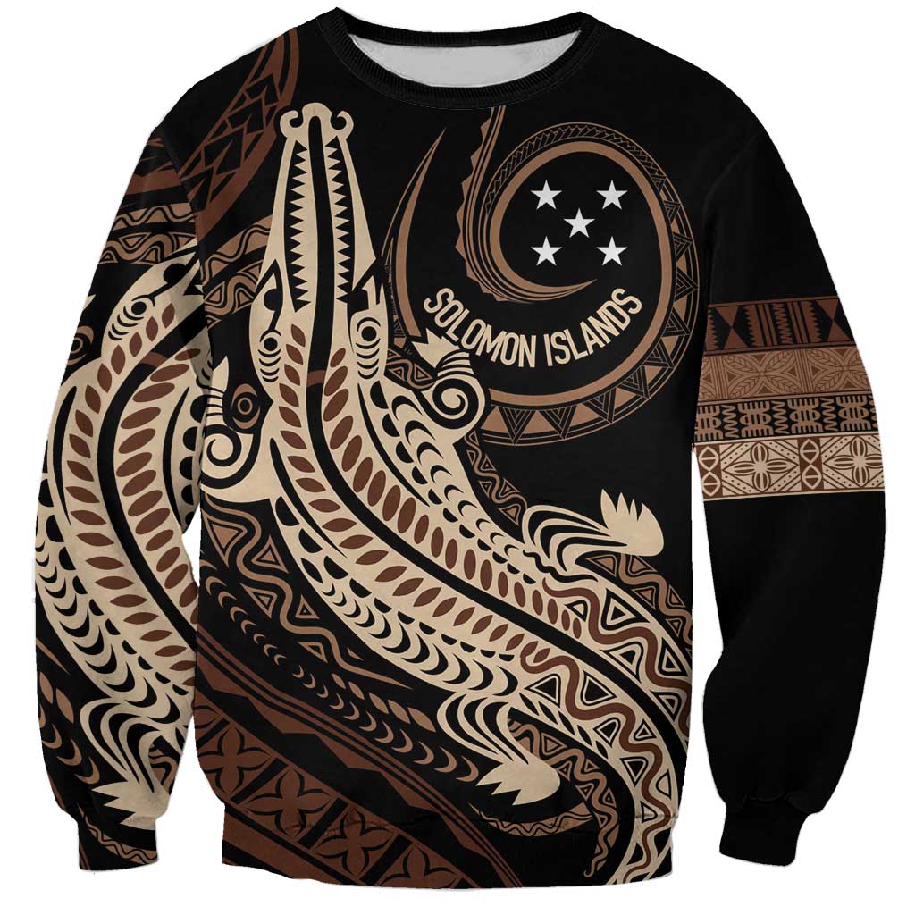 Personalized Solomon Islands Crocodile Sweatshirt Hapi Isles - Independence Anniversary