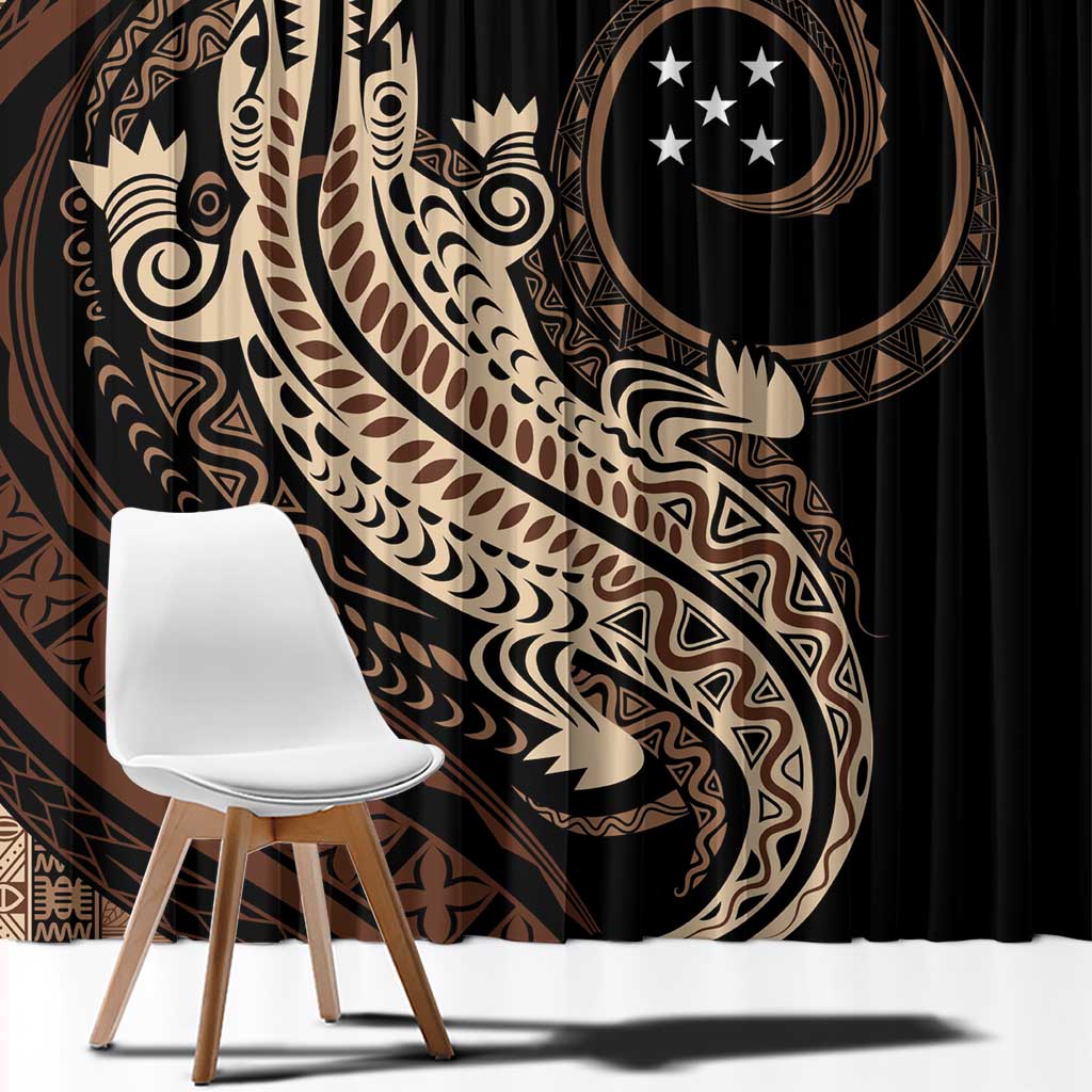 Personalized Solomon Islands Crocodile Window Curtain Hapi Isles - Independence Anniversary