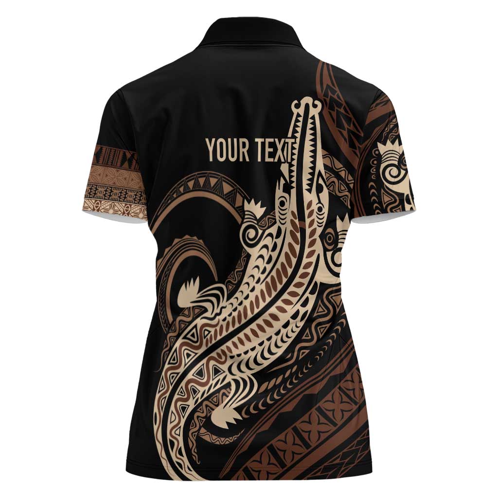 Personalized Solomon Islands Crocodile Women Polo Shirt Hapi Isles - Independence Anniversary