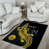 Personalized Solomon Islands Independence Anniversary Area Rug Crocodile Mix Tapa
