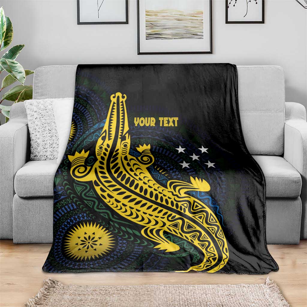 Personalized Solomon Islands Independence Anniversary Blanket Crocodile Mix Tapa